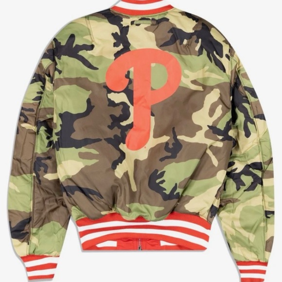 Alpha Industries X Philadelphia Phillies MA-1 Bomber Jacket Red Deadstock NWT - Picture 5 of 7